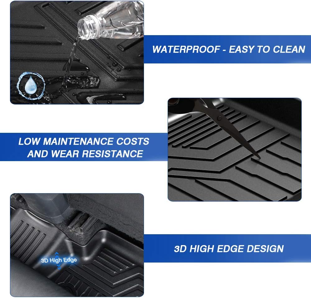 3D TPE All Weather Floor Mats 2 Row Black Liner Set U8220