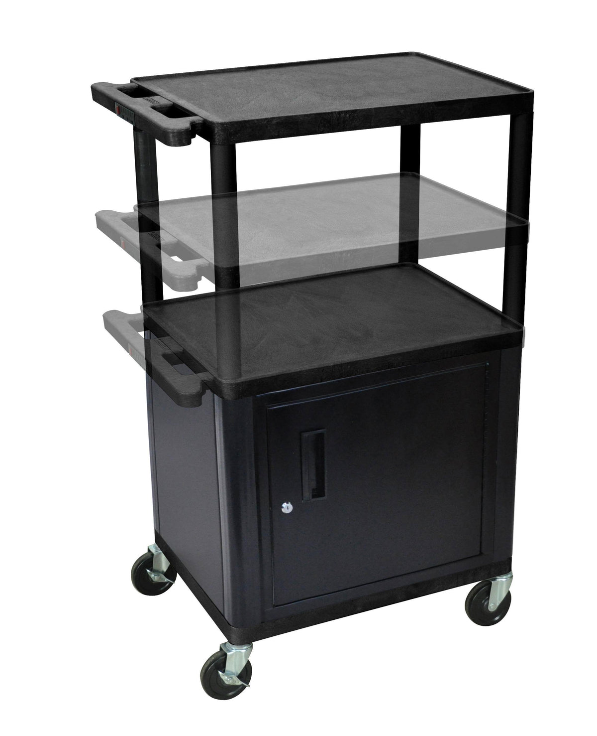 Black Presentation Cart with Cabinet U629