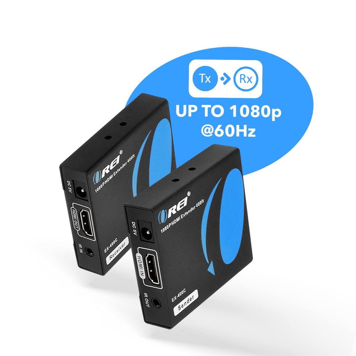 HDMI Extender Over LAN Single CAT5e/CAT6A/CAT7 Cable Uncompressed 1080p 60Hz Up to 400 Ft Transmitter and Receiver B5822