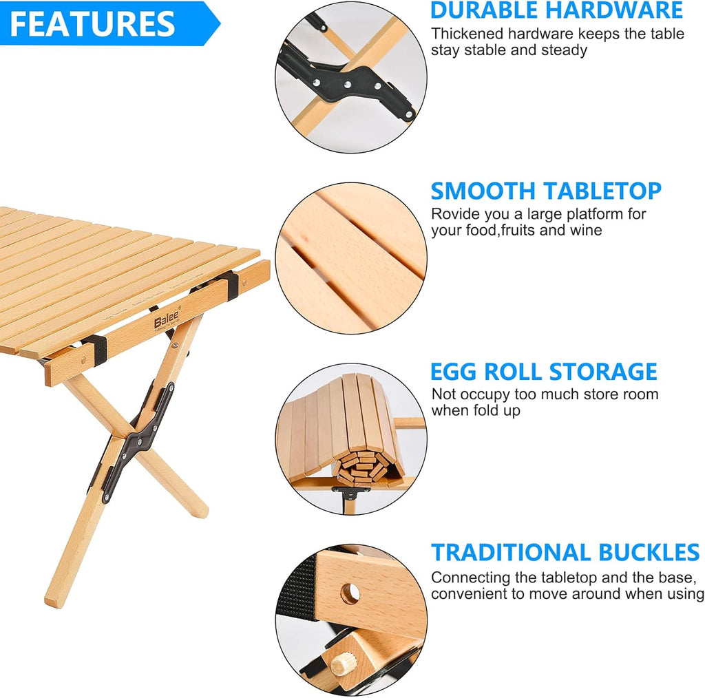 4ft Foldable Wooden Picnic Table with Carry Bag S8950