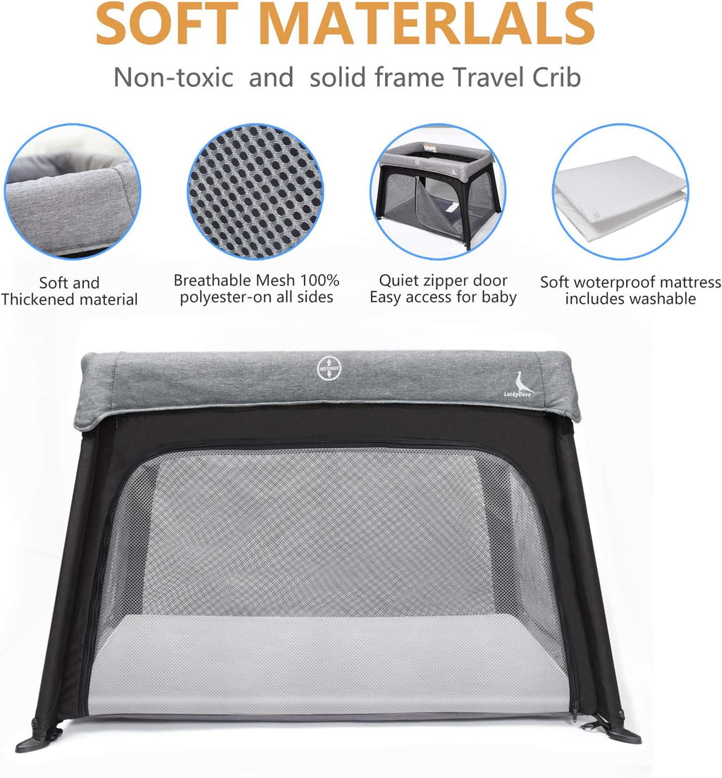 Portable Foldable Travel Crib with Carry Bag N72459