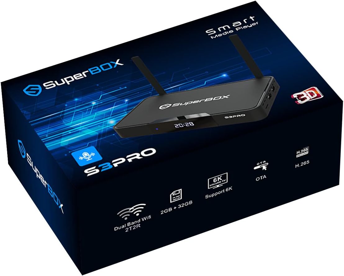 SuperBox S3 Pro with Voice Remote, Backlit Mini Keyboard & 8K HDMI Cable B46773