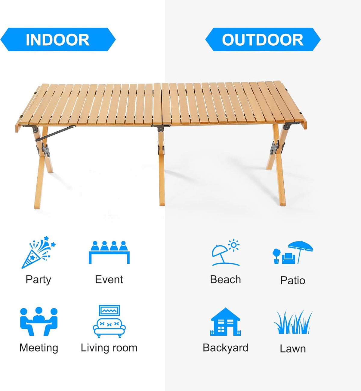 4ft Foldable Wooden Picnic Table with Carry Bag S8950