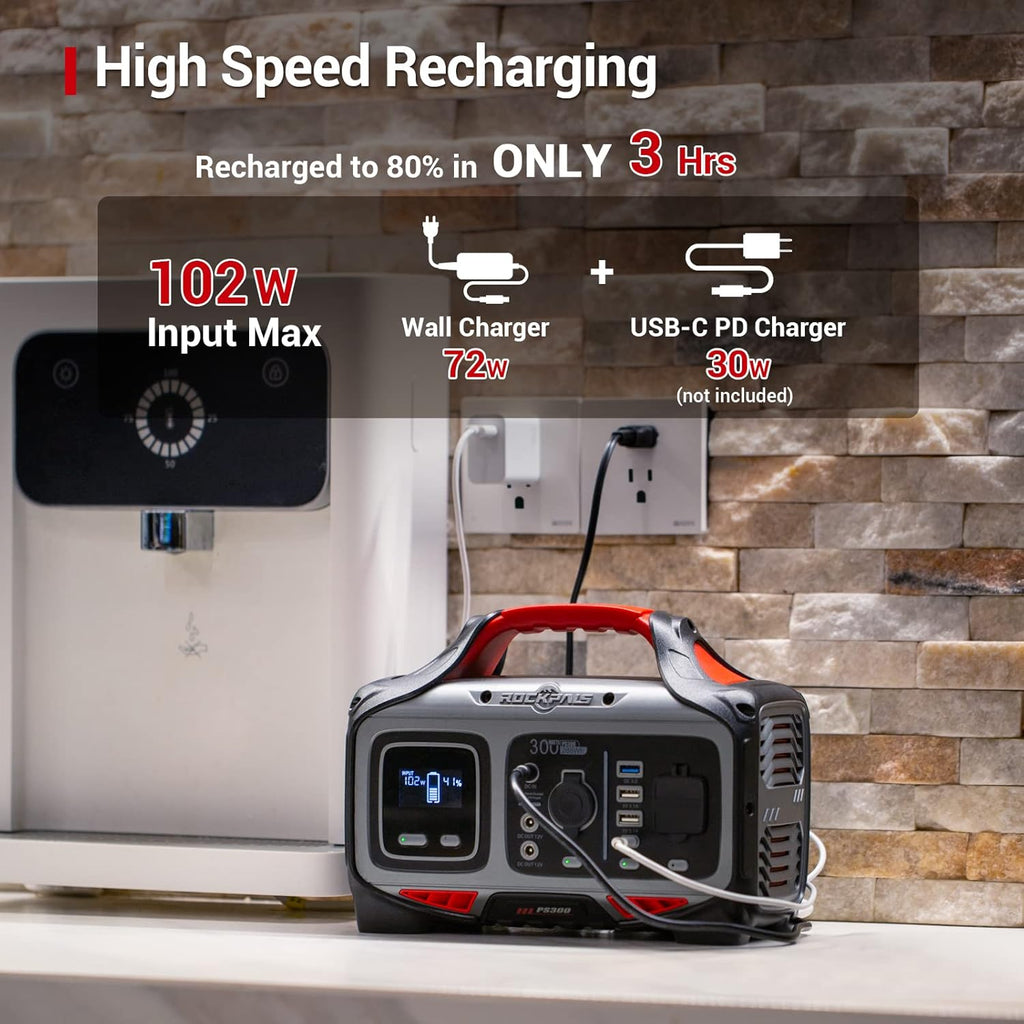 300W Portable Power Station with 100W Solar Panel H3133