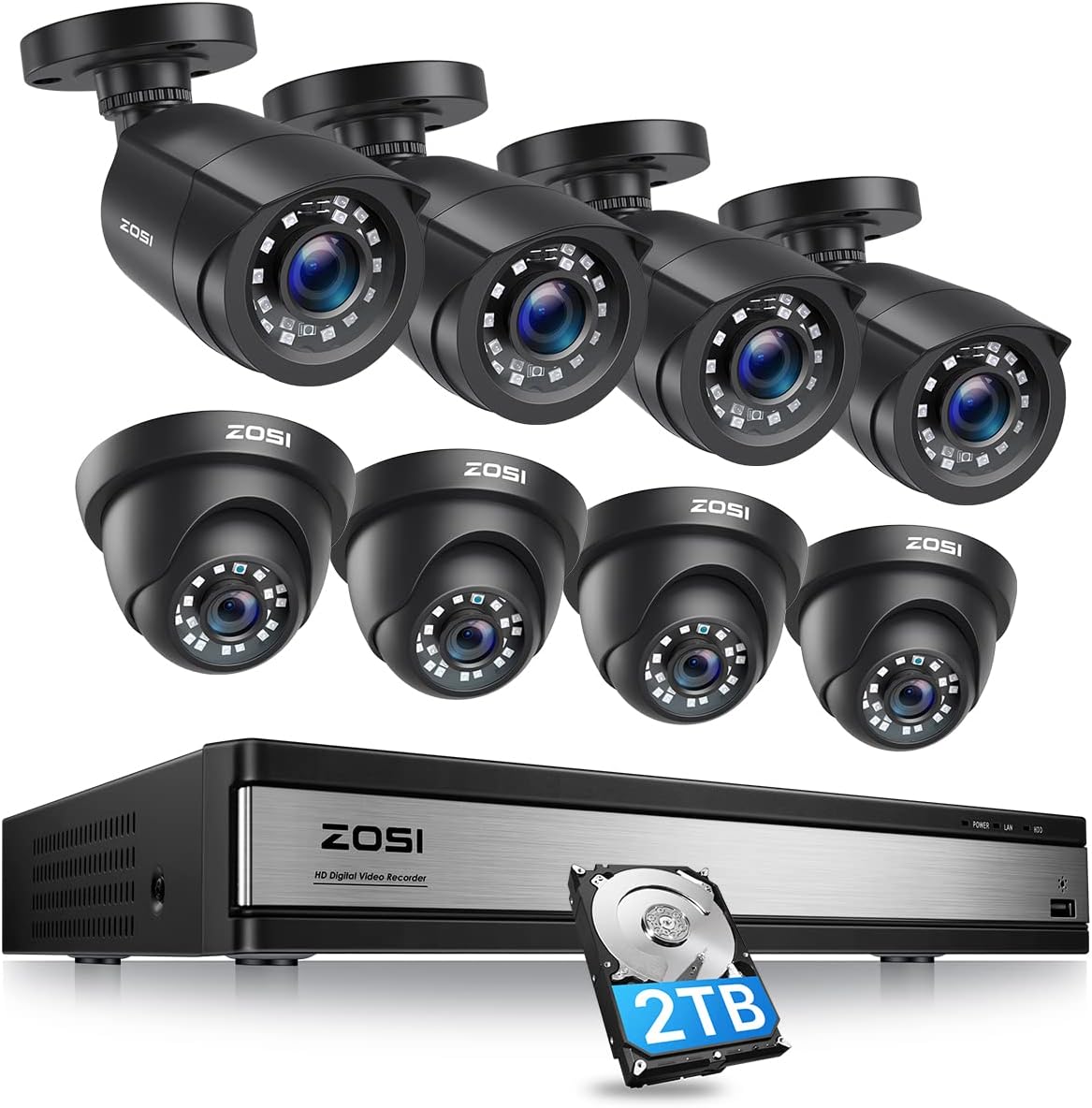 1080p 16 Channel Security Camera System with 2TB Hard Drive and 16 Bullet Cameras T683