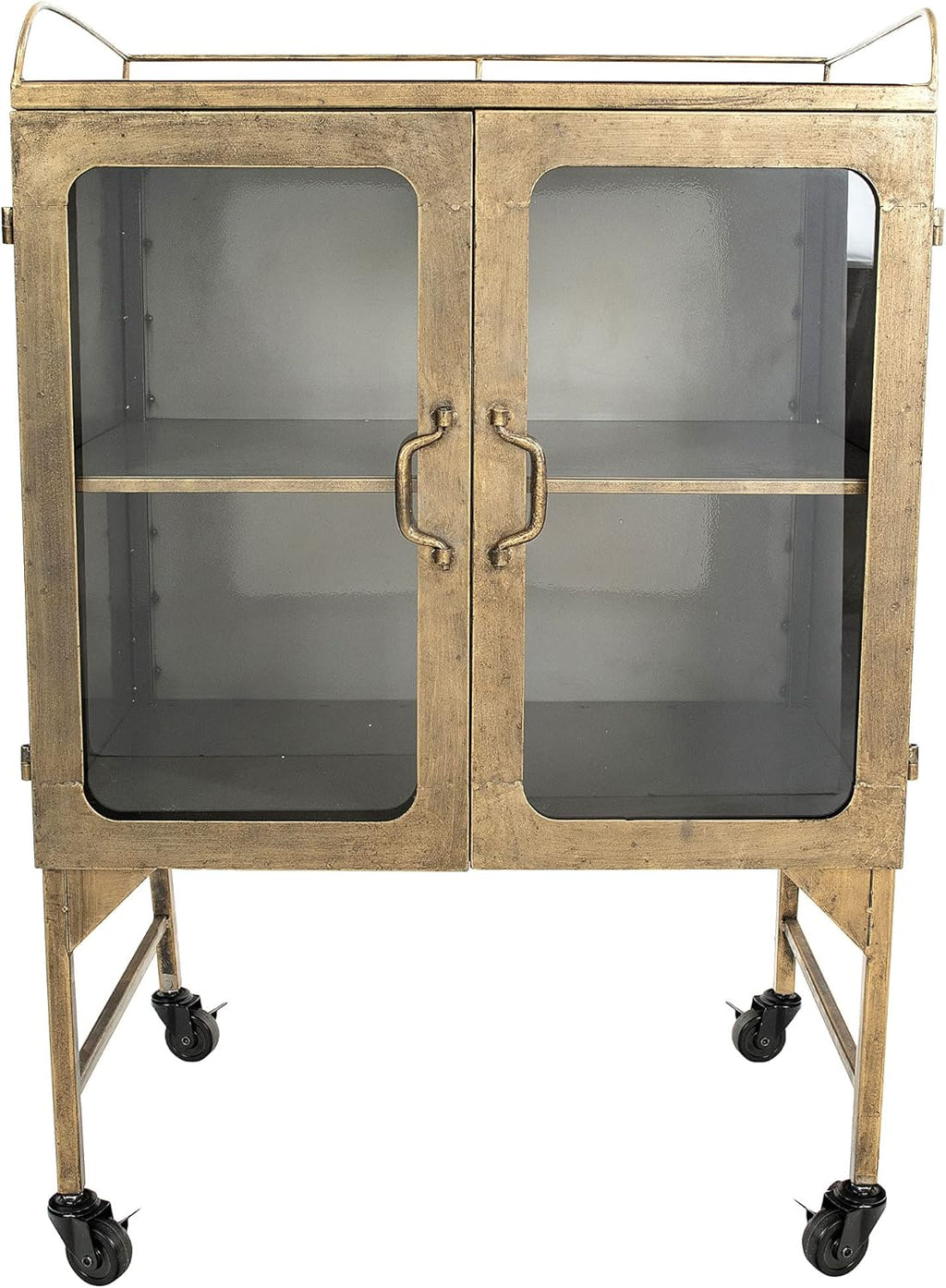 Metal Cabinet with Caster Wheels & Glass Doors Q6730