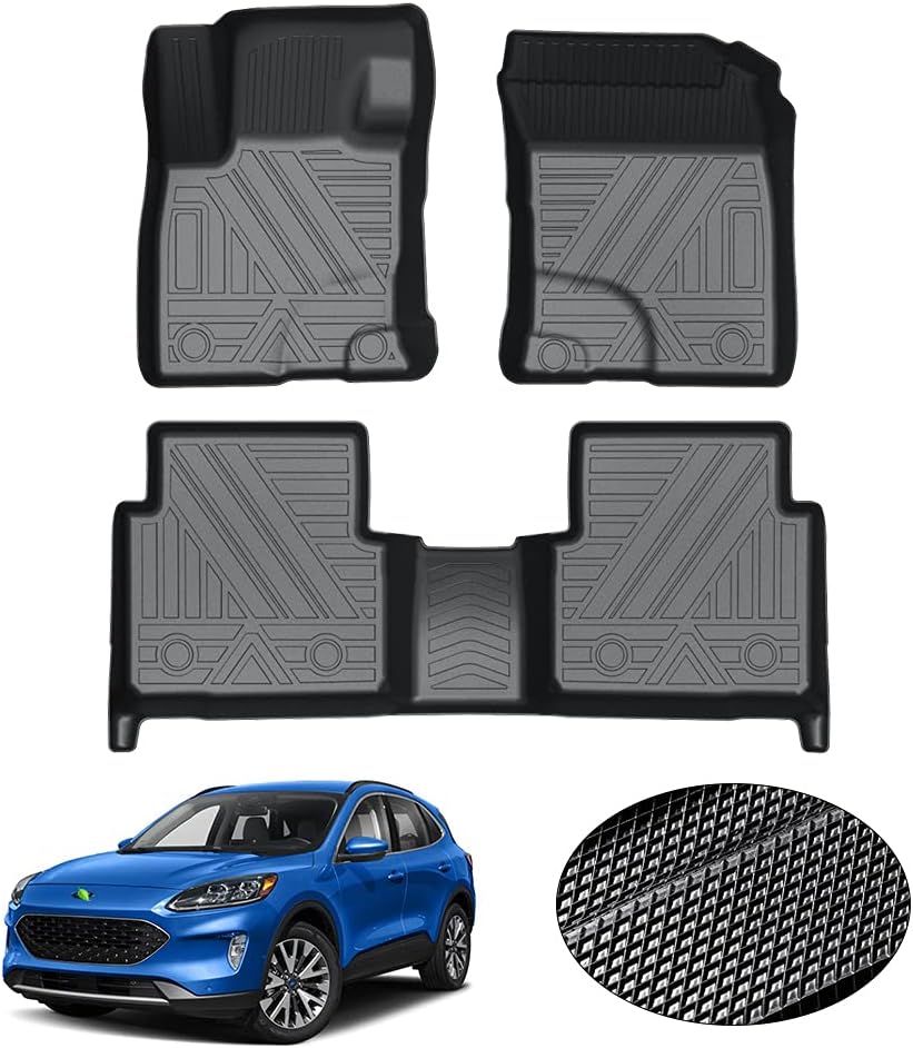 Custom Fit All Weather Floor Mats Full Set Black Non-Slip Z16173