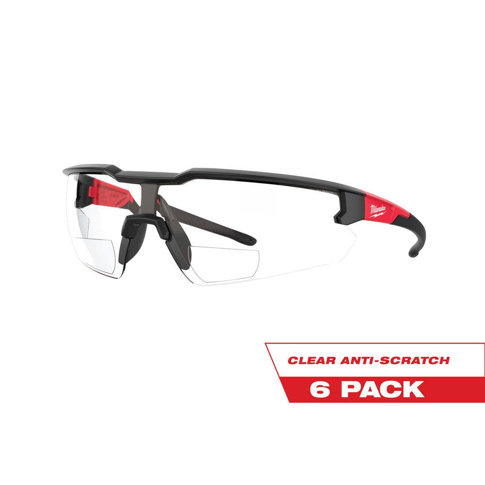 Bifocal Safety Glasses with +3.00 Magnified Clear Lenses 6-Pack T799