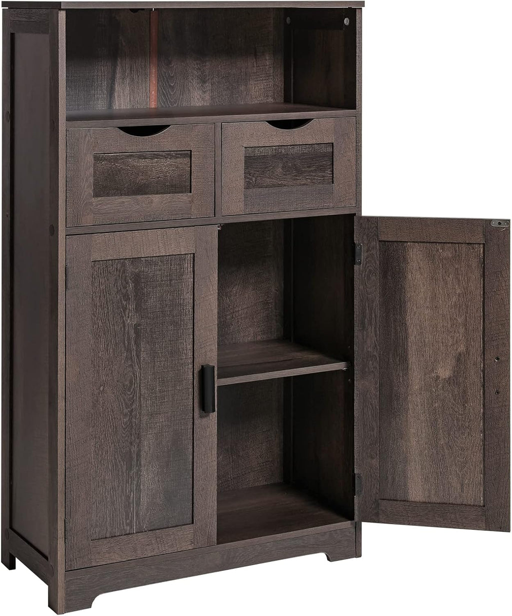 Dark Brown Storage Cabinet with 2 Drawers and 2 Shelves F38644