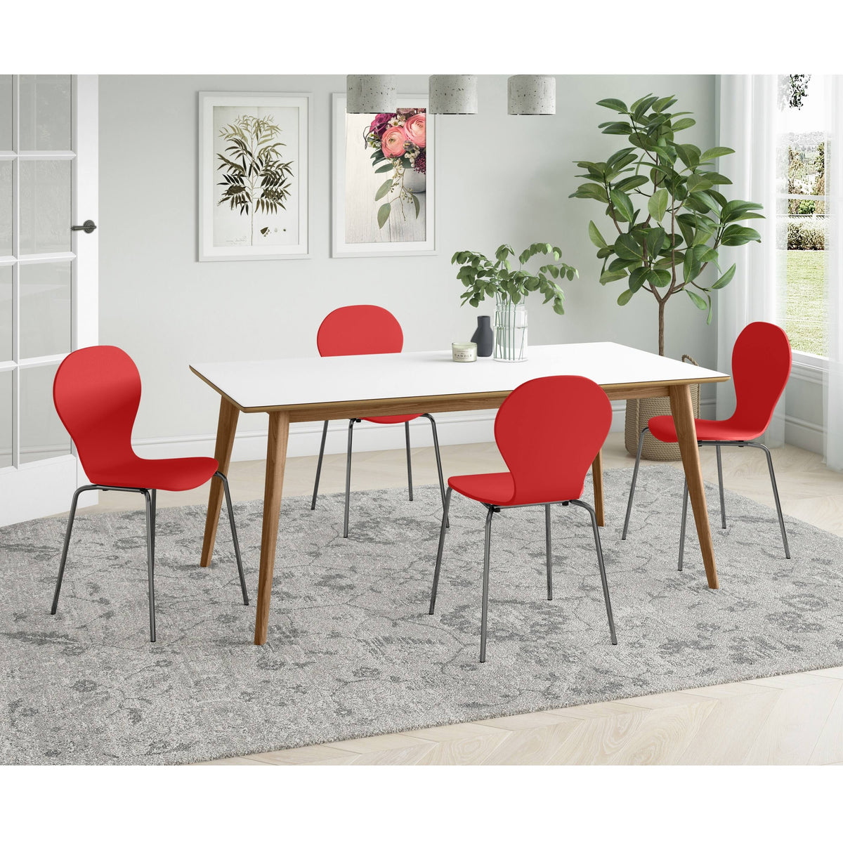 Black Mid Century Modern Dining Chair Set of 4 F5450