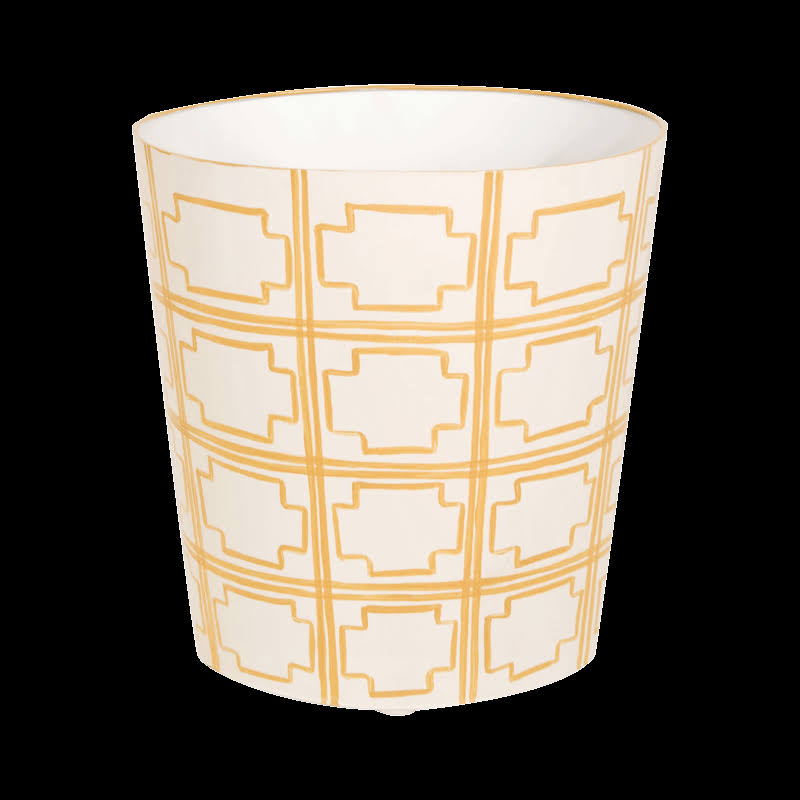 Oval Wastebasket Yellow and Cream V232954