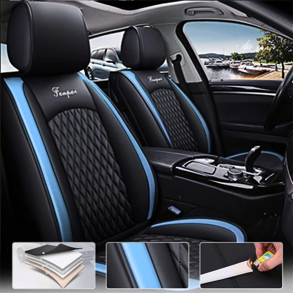 Car Seat Covers 5-Seat Black Blue X3091