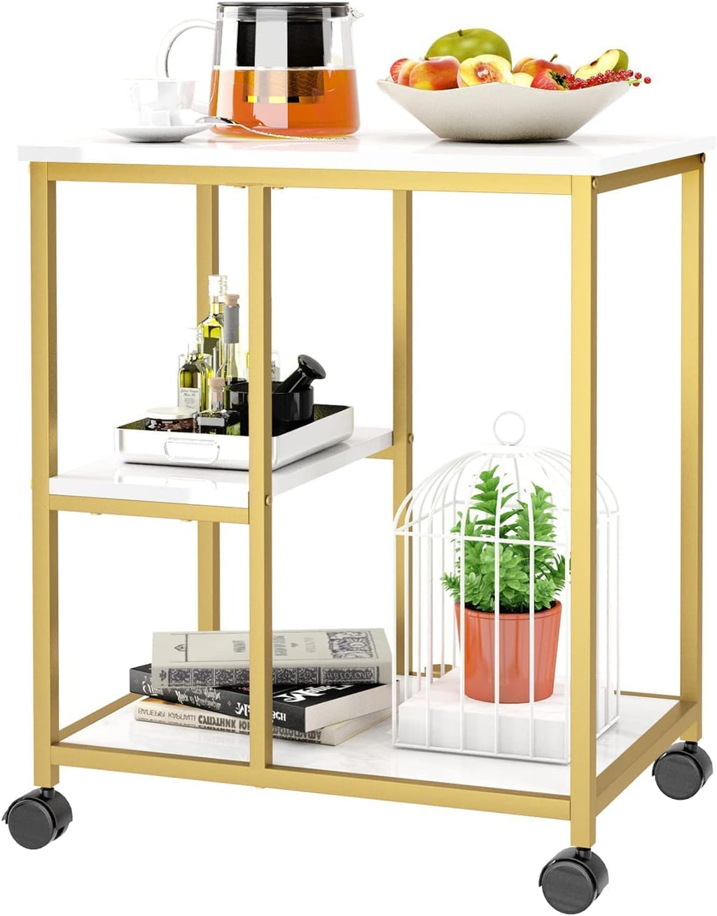 Gold Bar Cart with Shelves U9002