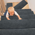 Green 14 Pieces Non-Slip Washable Carpet Stair Treads Set A363