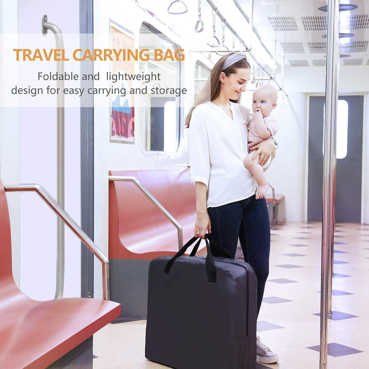Portable Foldable Travel Crib with Carry Bag N72459