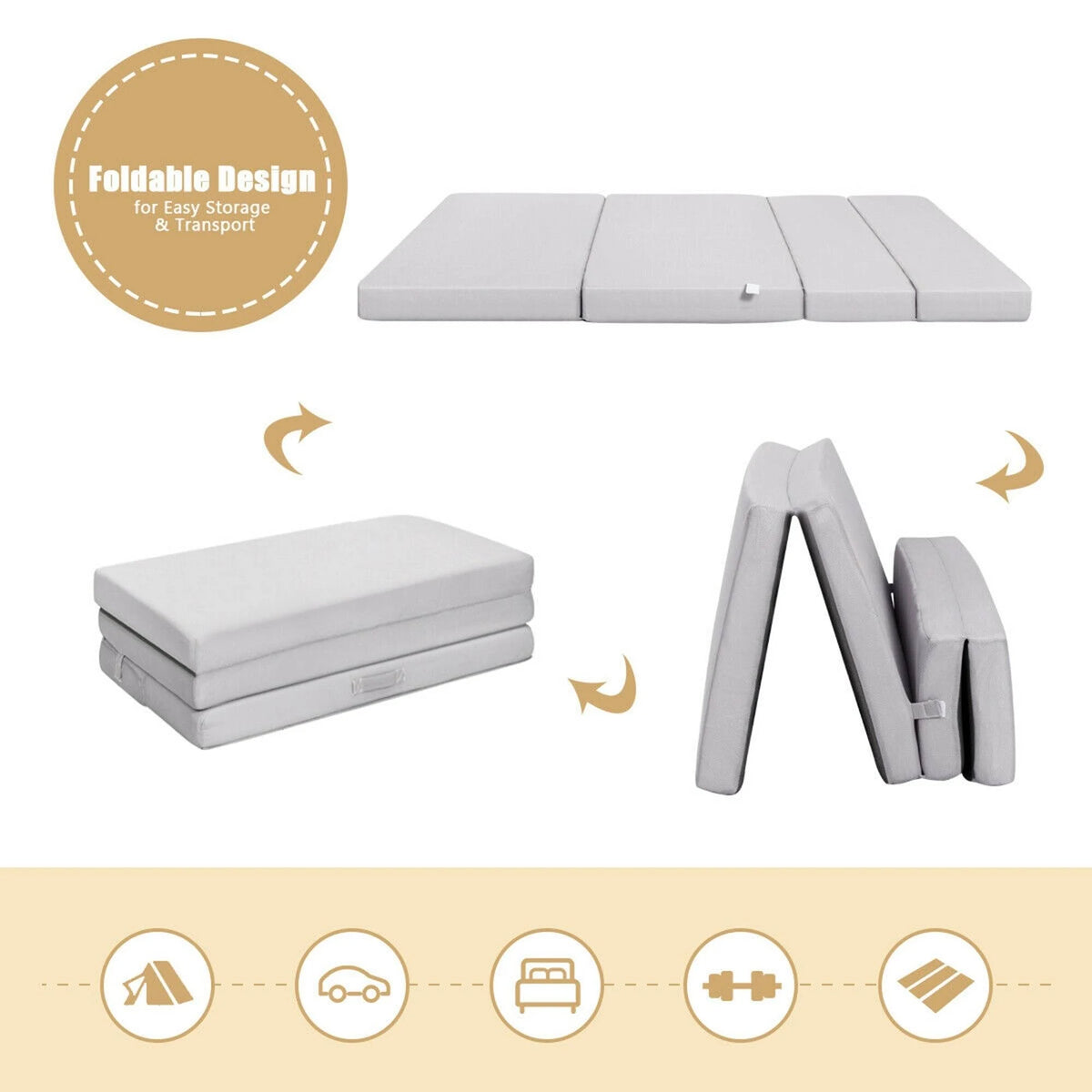 Twin XL Size Foam Folding Mattress G437563