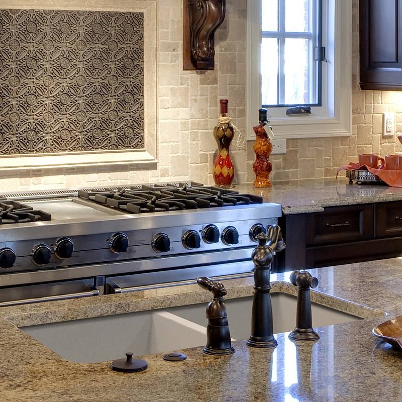 31x22 Granite Double Offset Undermount Kitchen Sink C823
