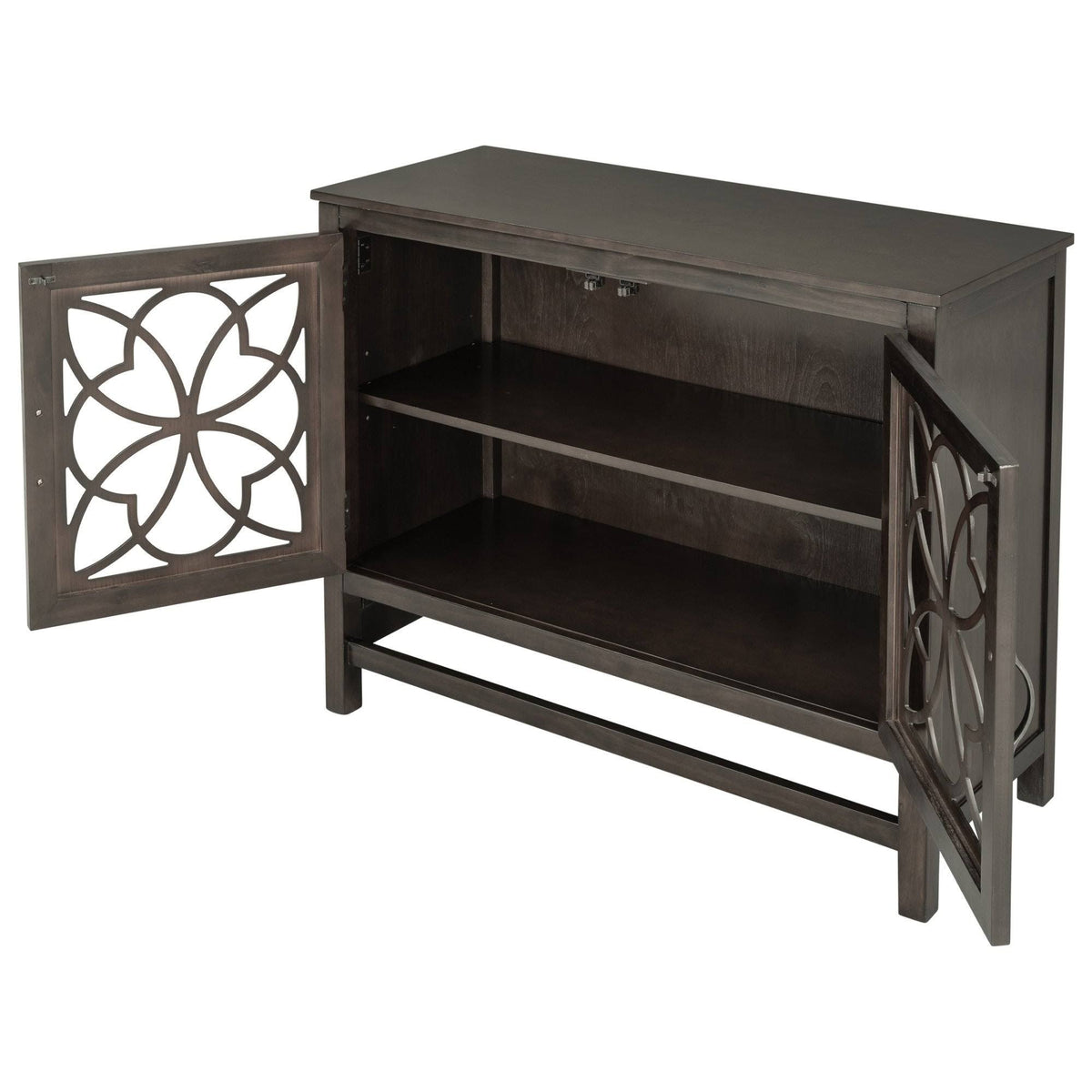 Grey Wood Buffet Sideboard Cabinet with Doors and Adjustable Shelf T876759