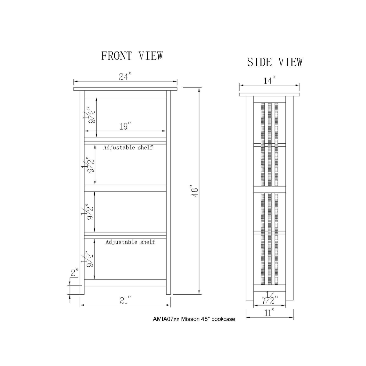 Cherry Wood 48-Inch Bookcase with 4 Shelves M15920