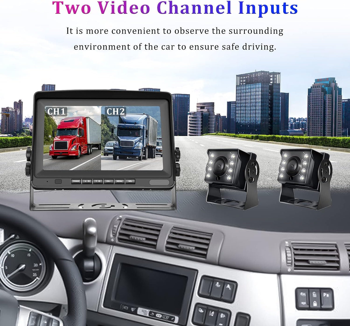 Backup Camera with Monitor Kit 8 LCD IP69 Waterproof Night Vision Y580