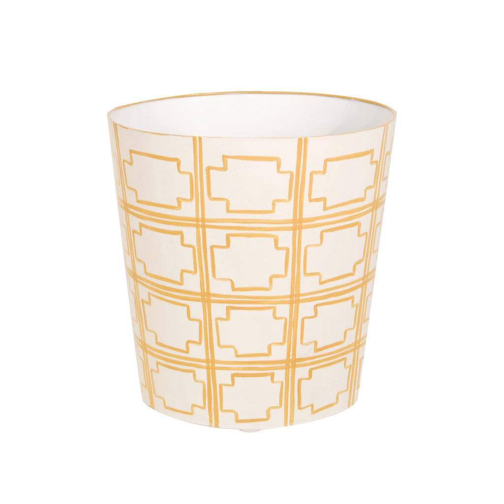 Oval Wastebasket Yellow and Cream V232954