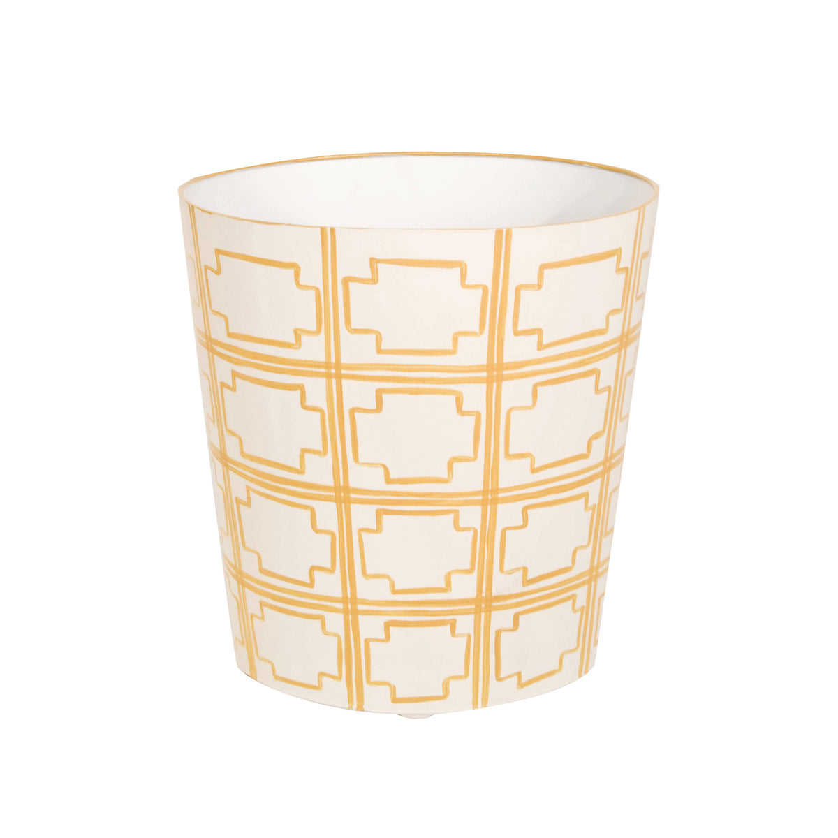 Oval Wastebasket Yellow and Cream V232954