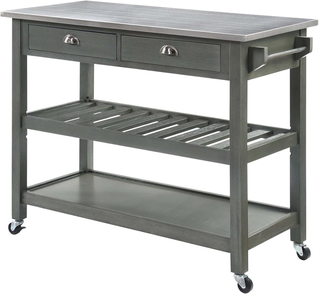 3-Tier Stainless Steel Kitchen Cart with Drawers M961423