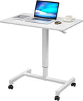 27'' Pneumatic Adjustable Height Mobile Standing Desk Cart White S53702