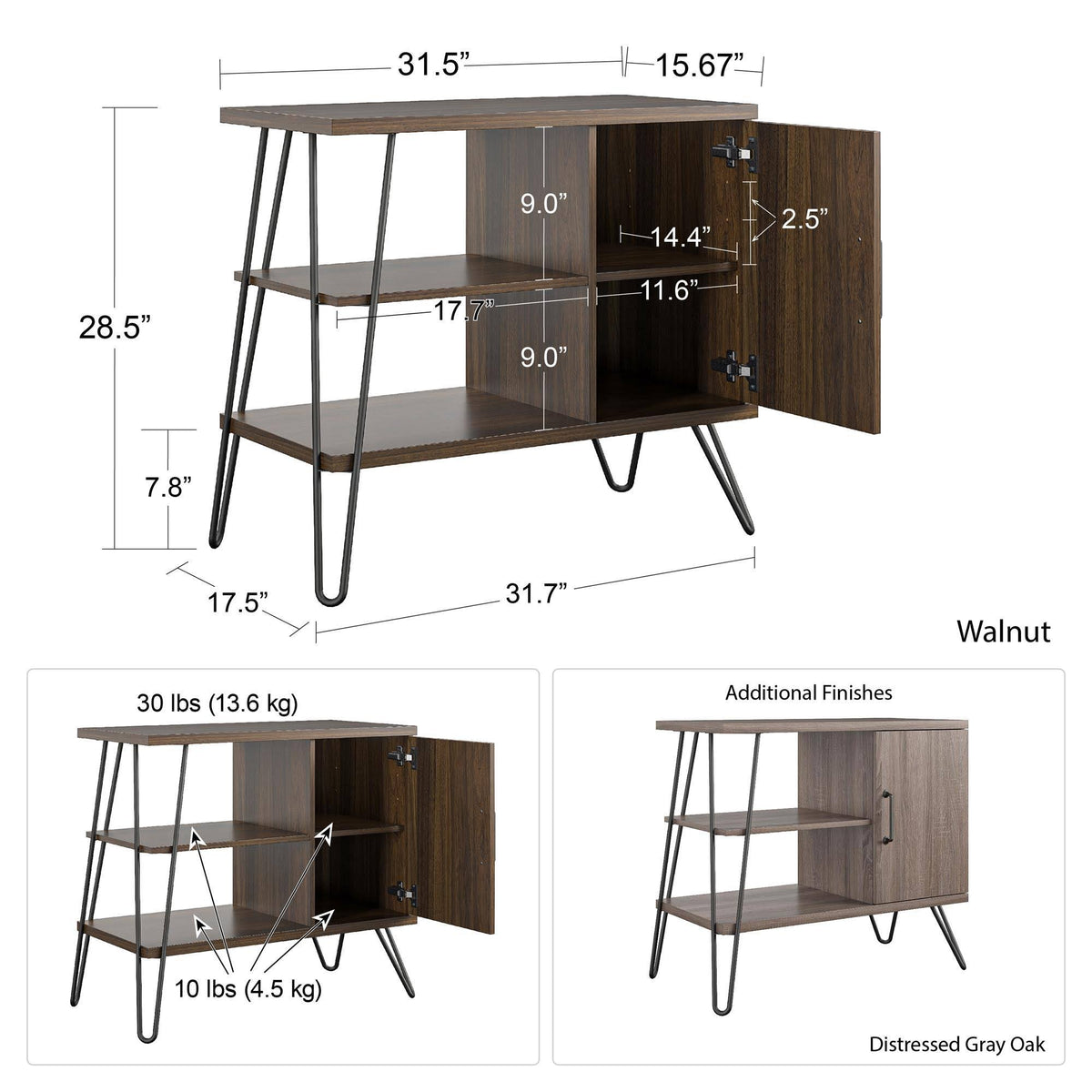 3 Shelf Distressed Gray Oak Bookcase L791919