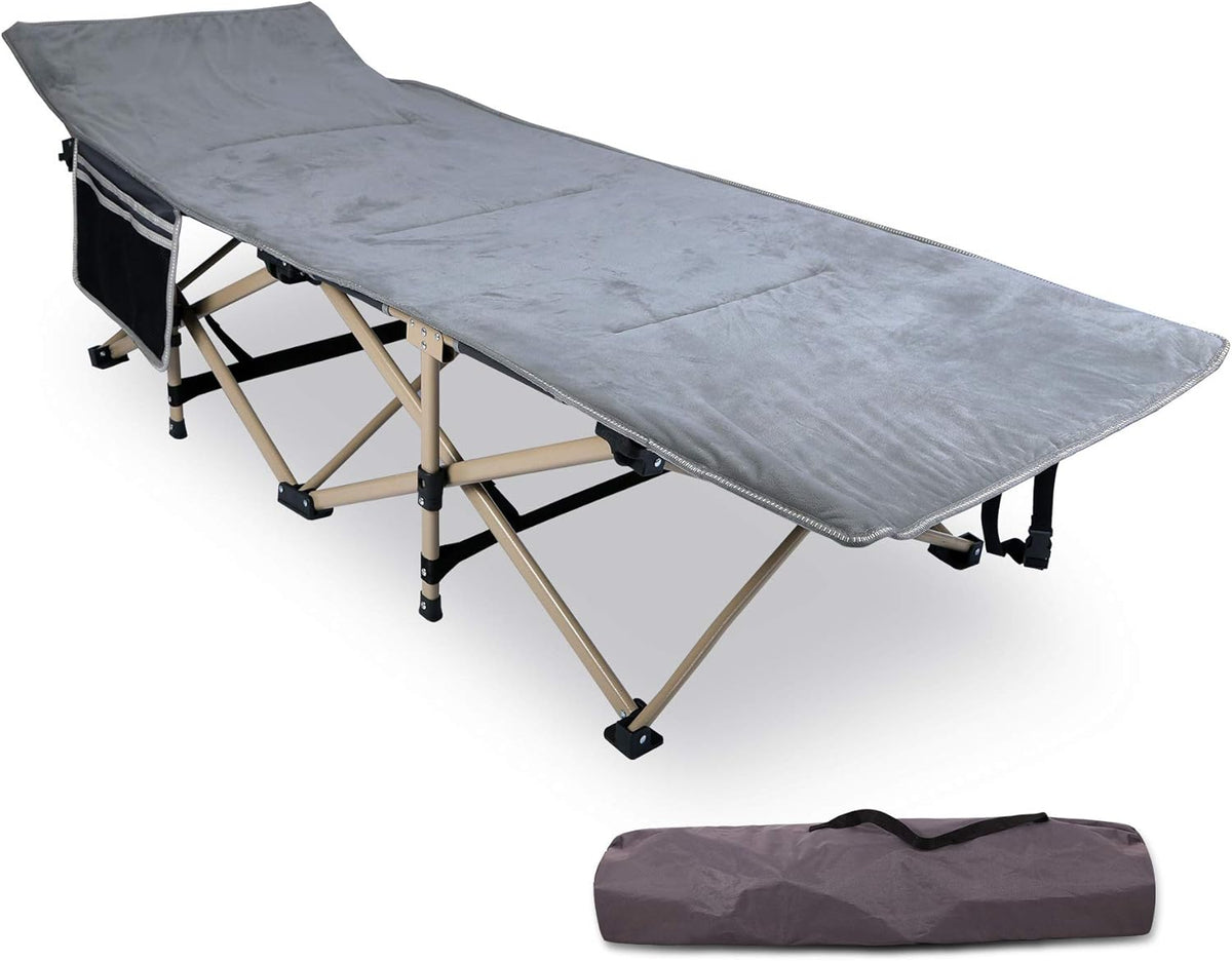 Blue Folding Camping Cot with Pad and Carry Bag I1901