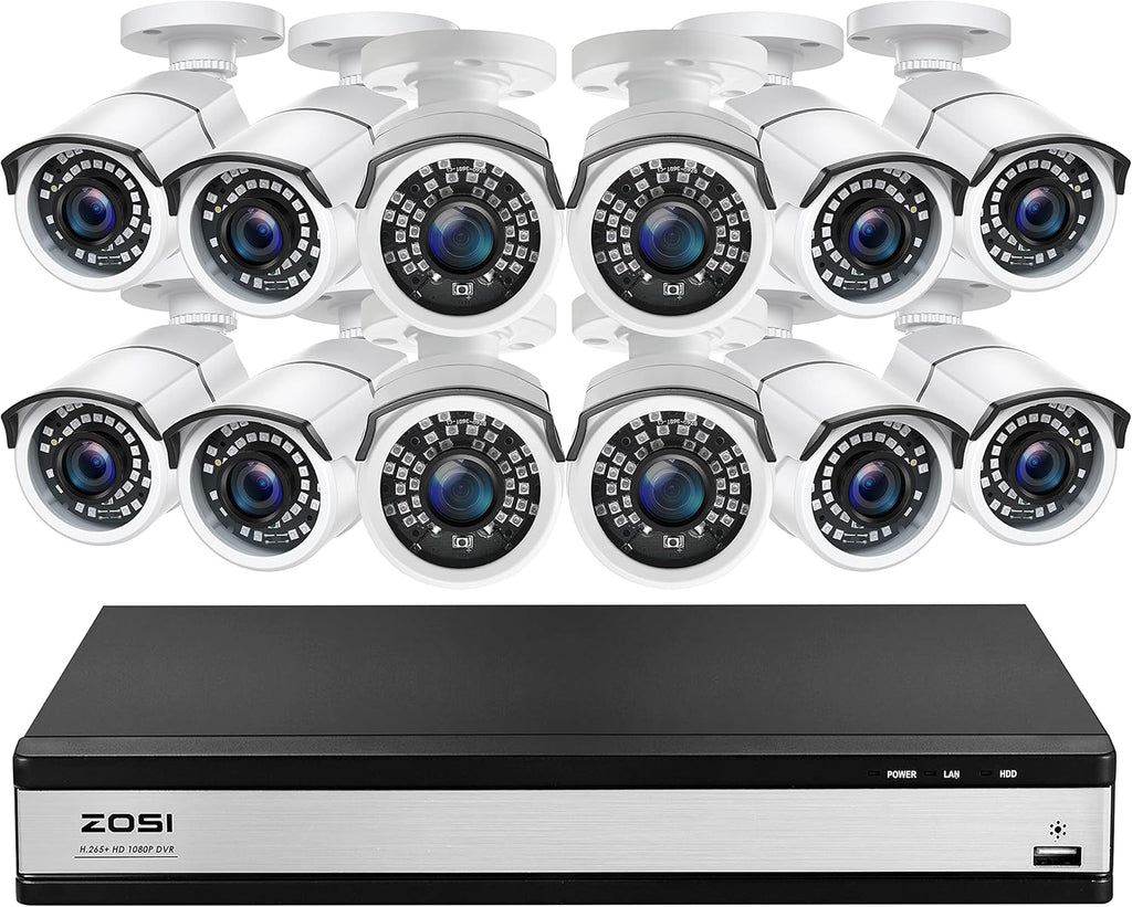 16 Channel 1080p Security Camera System with 4TB Hard Drive and 120ft Night Vision D774