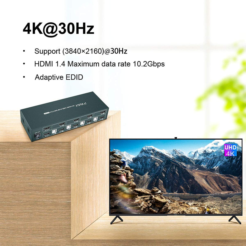 HDMI KVM Switch Dual Monitor 4 Port 4K@30Hz P898