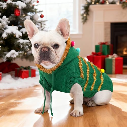Dog Christmas Sweater with 3D Reindeer Pattern Knitted Pet Clothes B507