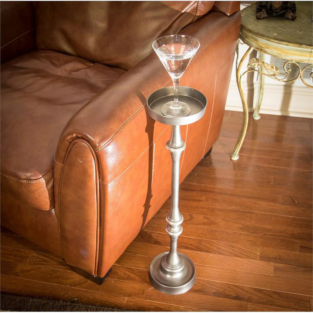 Brushed Silver Iron Metal Side Table Set of 2 U7199