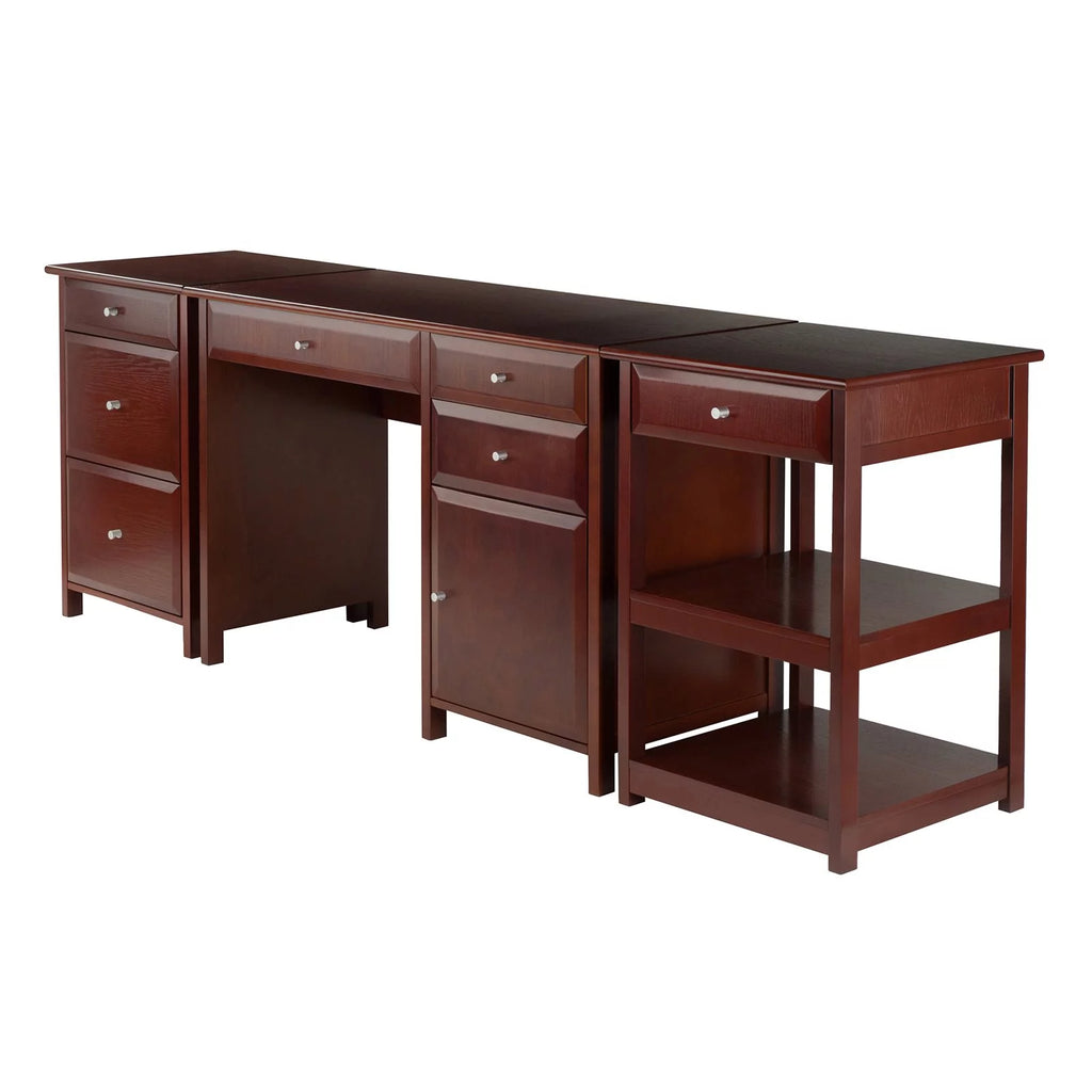 3-Piece Walnut Home Office Desk Set I819888