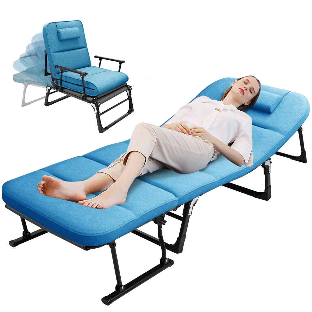 3 in 1 Folding Camping Cot Bed with Mattress & Pillow F48018