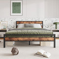 Queen Size Metal Platform Bed Frame with Headboard and Footboard R756279