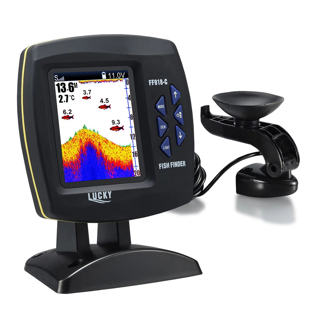 Wired Transducer Fish Finder 45 Degrees Underwater LCD X40978