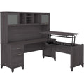 72W Sit to Stand L Desk with Hutch in Storm Gray S9480
