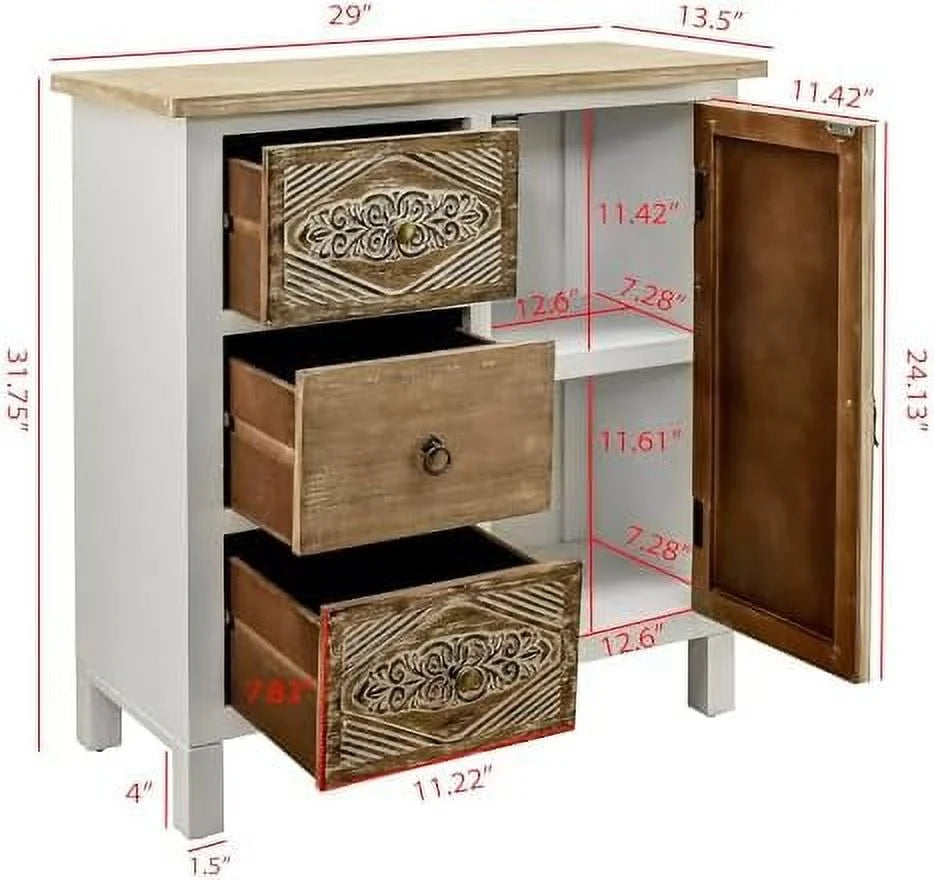 Carved Wood Sideboard with 5 Drawers Y8601