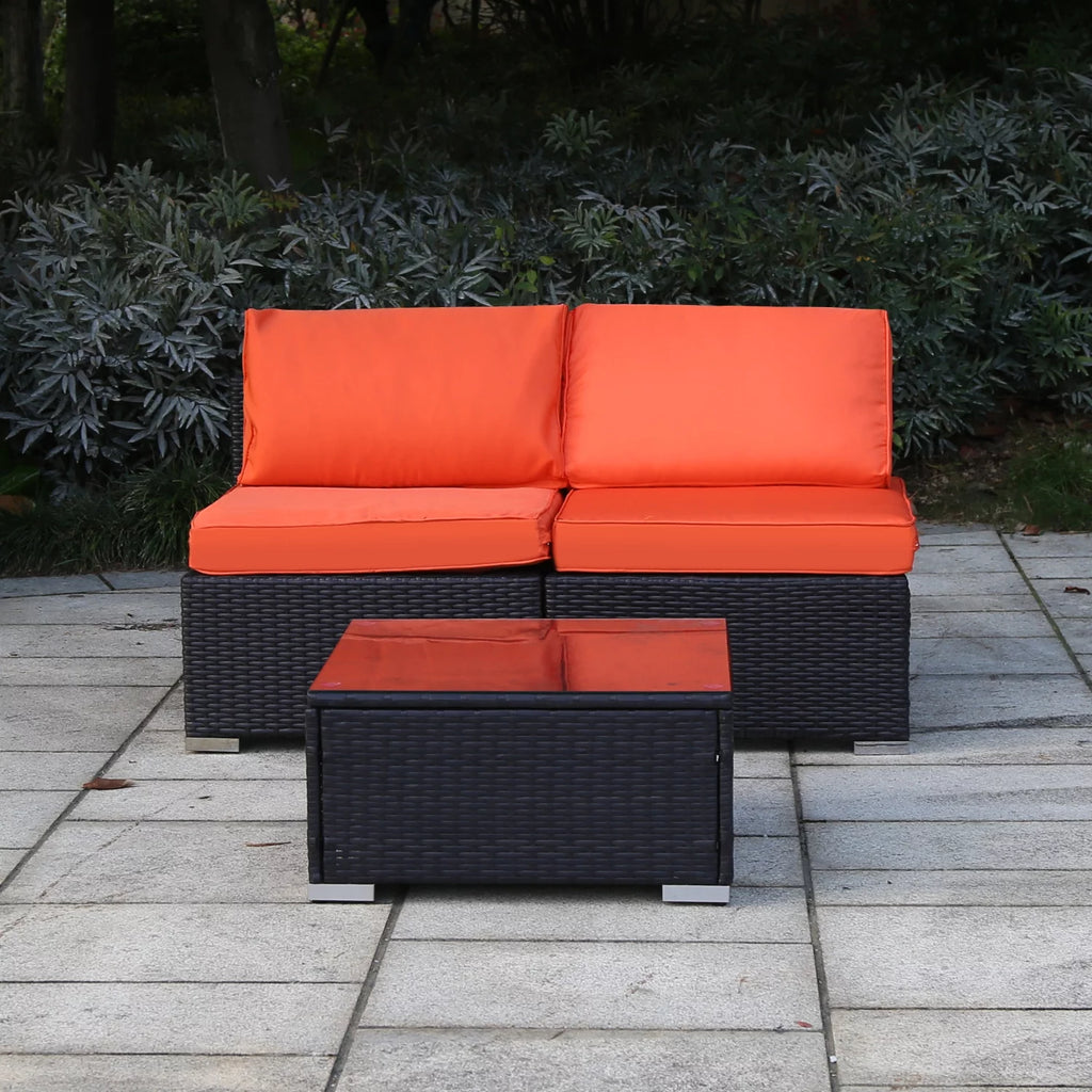 Orange 3 Piece PE Rattan Wicker Sofa Set N6658