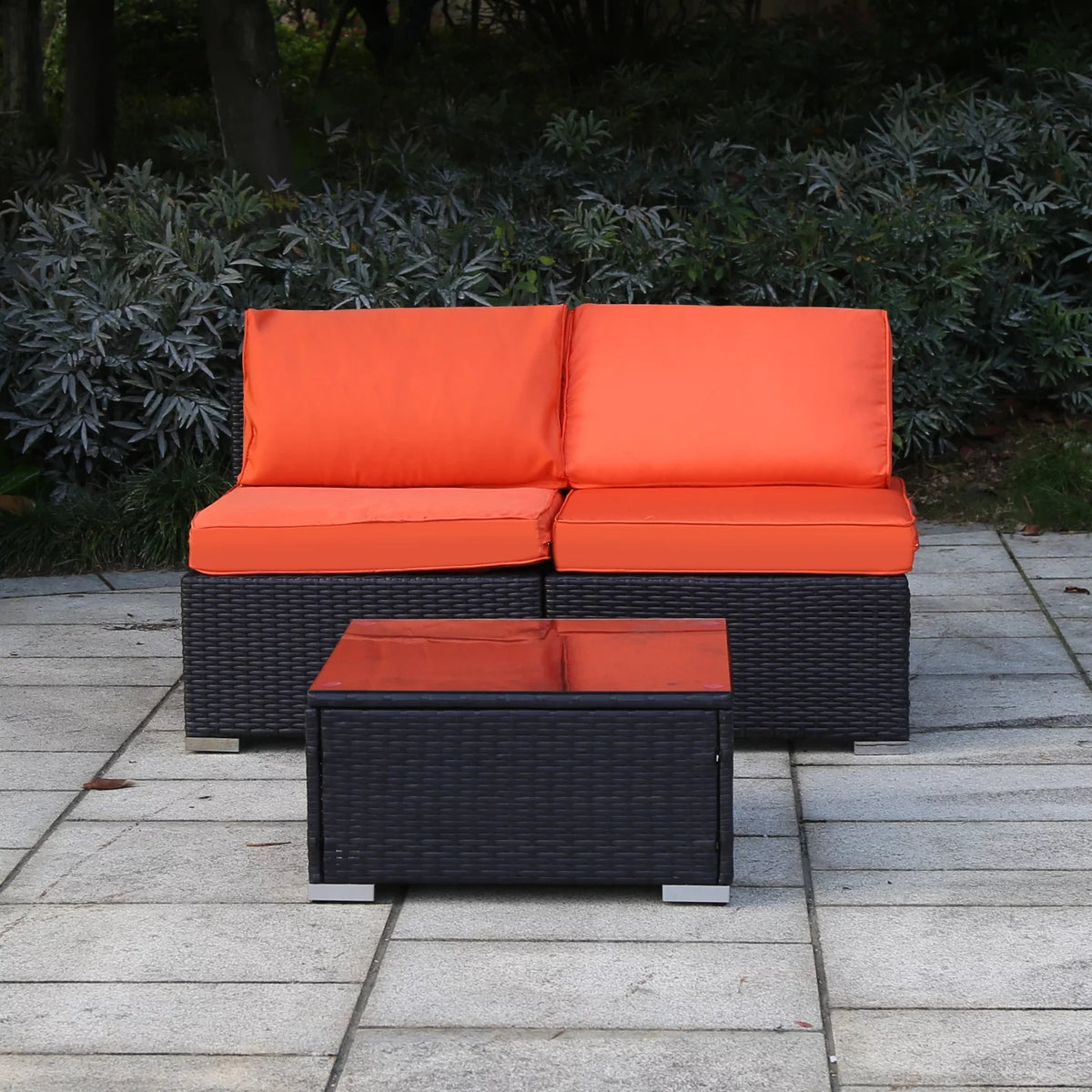 Orange 3 Piece PE Rattan Wicker Sofa Set N6658