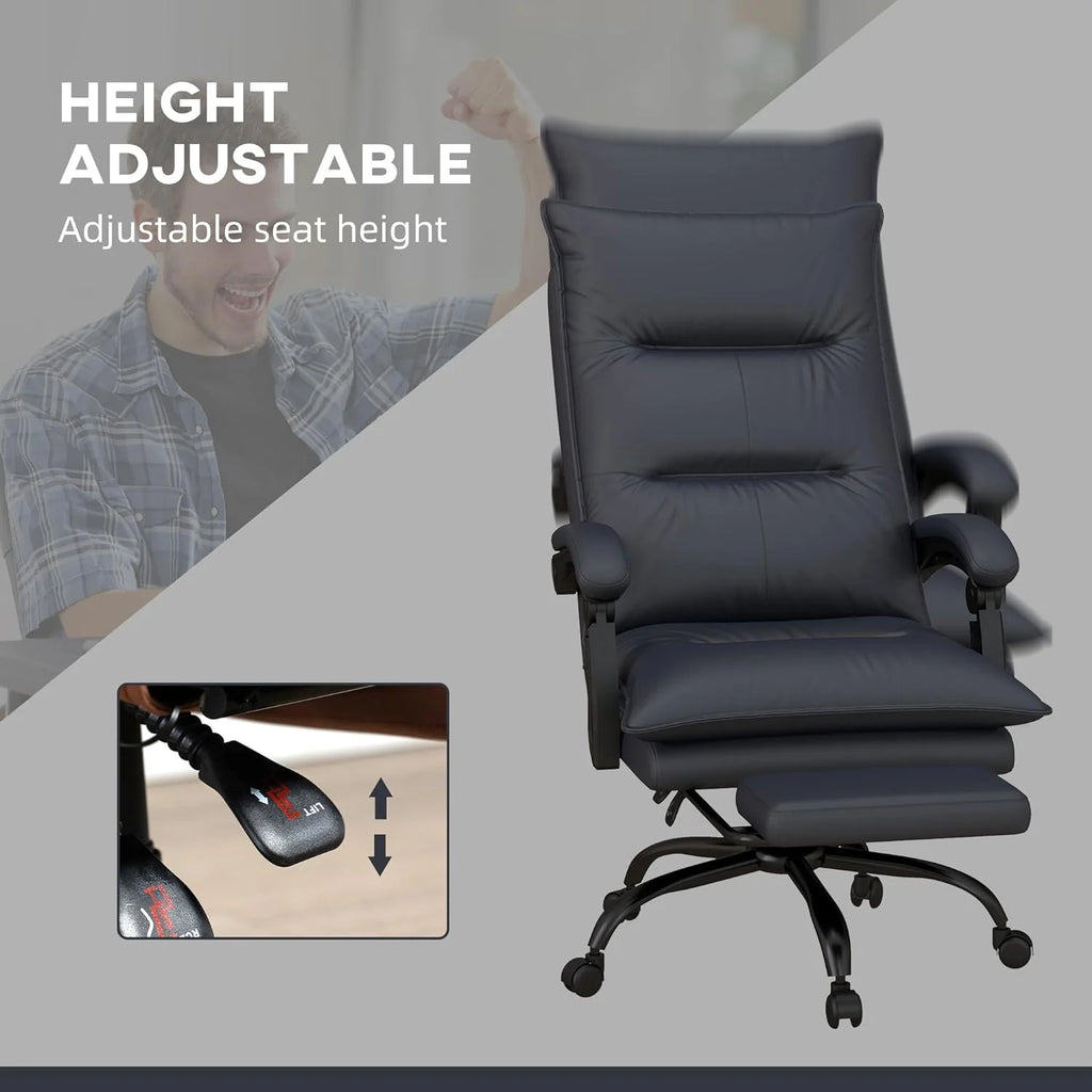 Charcoal Gray Heated Reclining Massage Office Chair with Footrest V535
