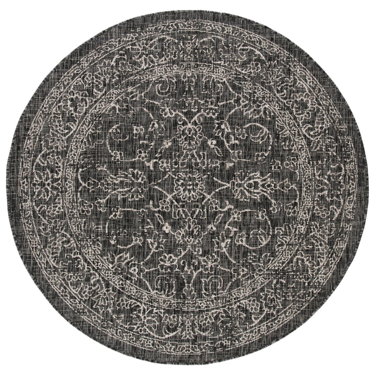 Black Ivory Round Indoor/Outdoor Area Rug N500009