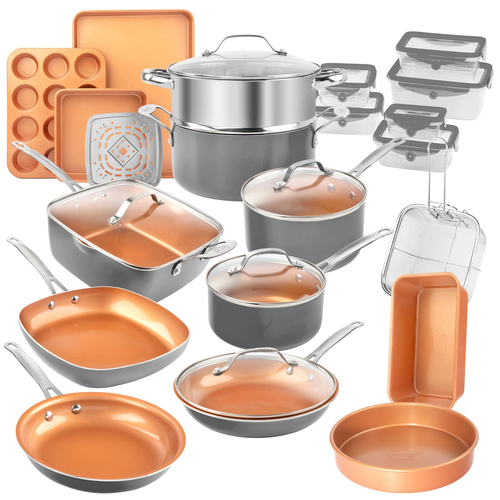 32 Pcs Nonstick Cookware Bakeware and Food Storage Set S2416