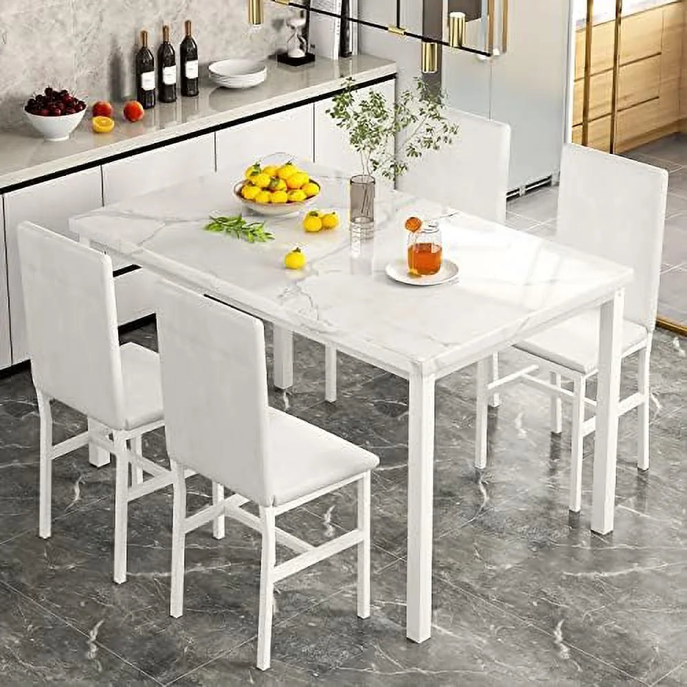 5-Piece Faux Marble Kitchen Table & Chair Set C474245