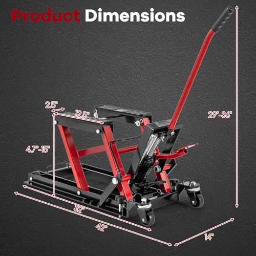 1500 LBS Hydraulic Motorcycle Lift with Footplates G8179