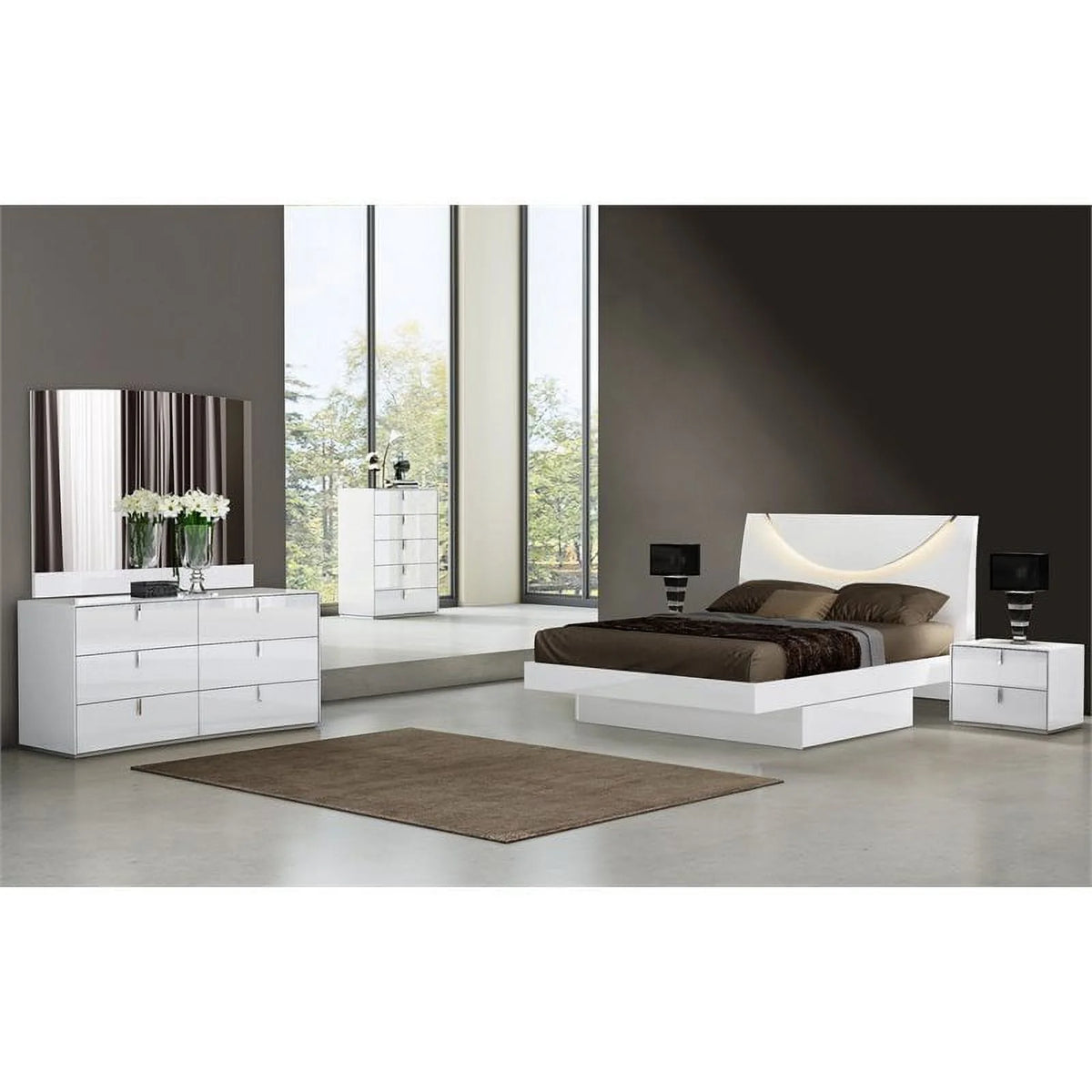 Gloss White Lacquer Wood Dresser J7733