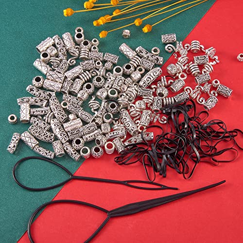 326 Pieces Viking Beard Beads Alloy Hair Tube Loose Beads A7081