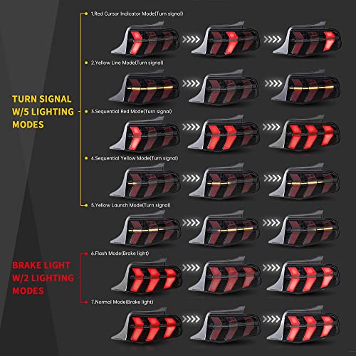 LED Tail Lights with Amber Red Turn Signal Smoke Lens J9713